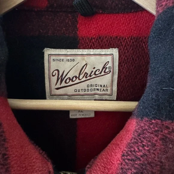 Vintage 90s Woolrich Buffalo Check Jacket in Red Black XL - Picture 4 of 9